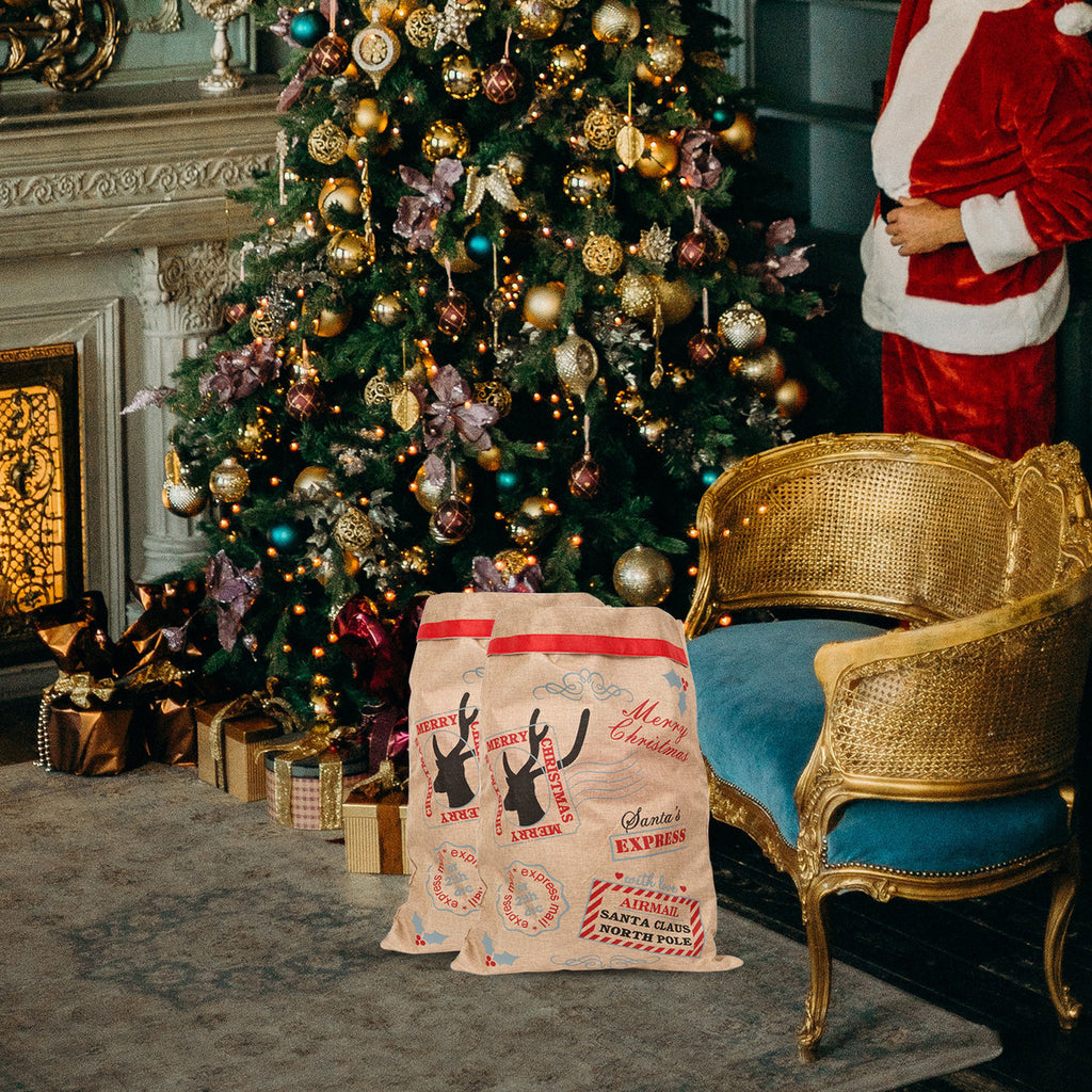 Christmas Hessian Burlap Sack - Santa's Express