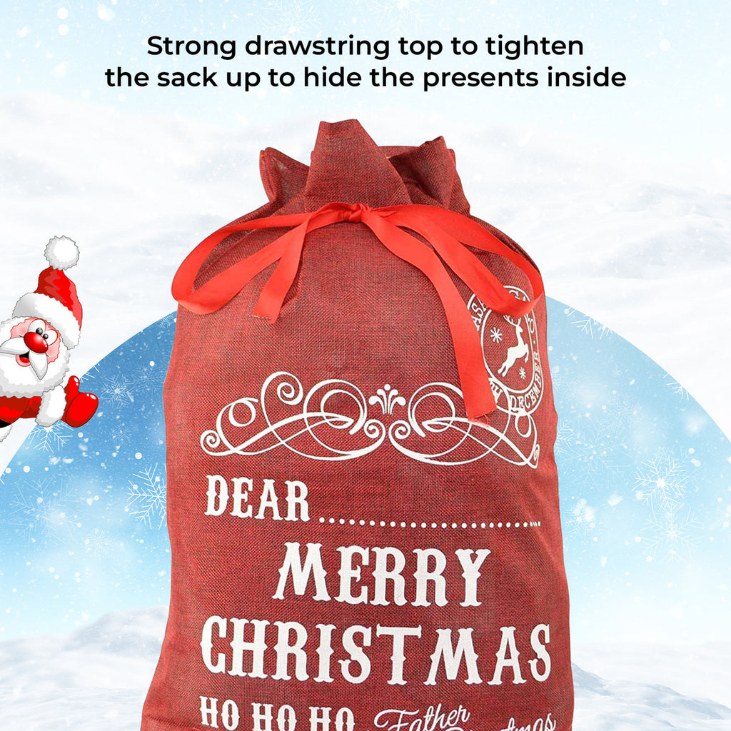 Burlap Jute Red Christmas Sack - 72cm x 50cm