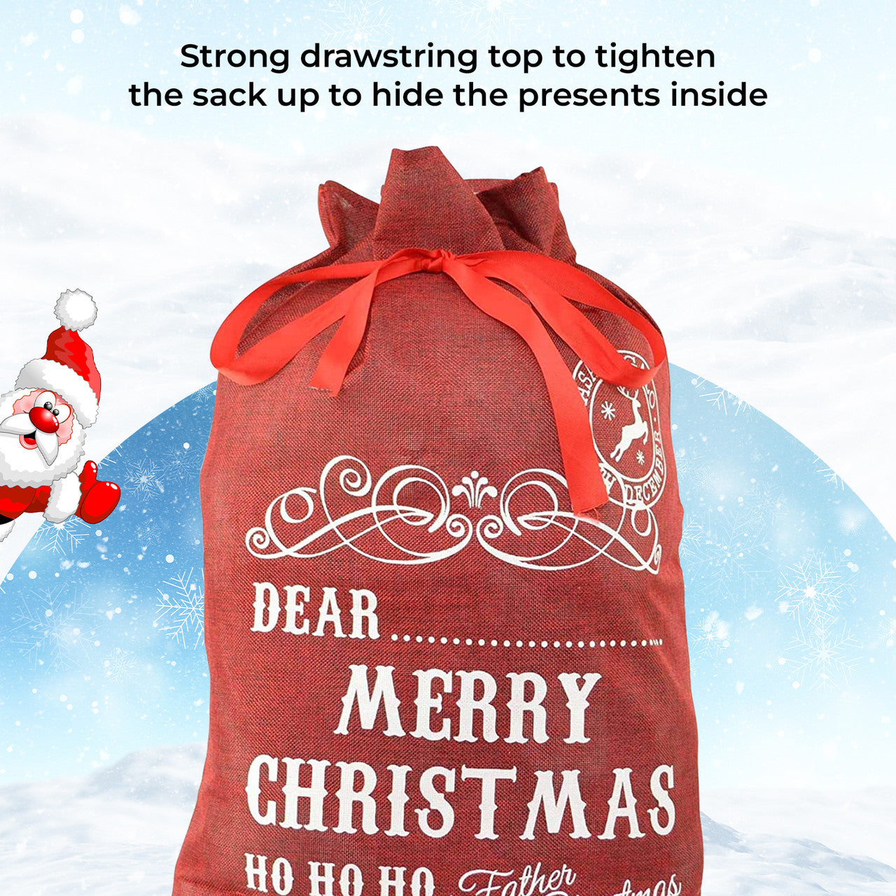 Burlap Jute Red Christmas Sack - 42cm x 31cm