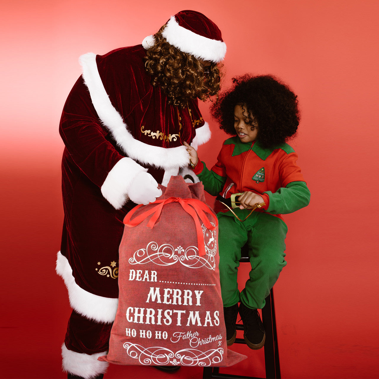 Burlap Jute Red Christmas Sack - 42cm x 31cm