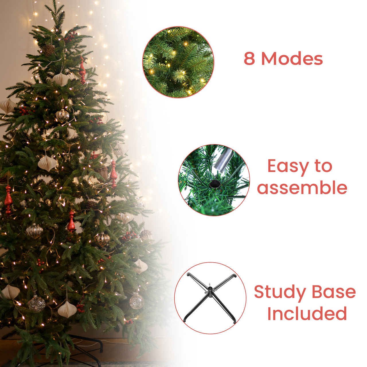 Artificial Christmas Tree with 130 Warm White Led Lights  - 5Ft