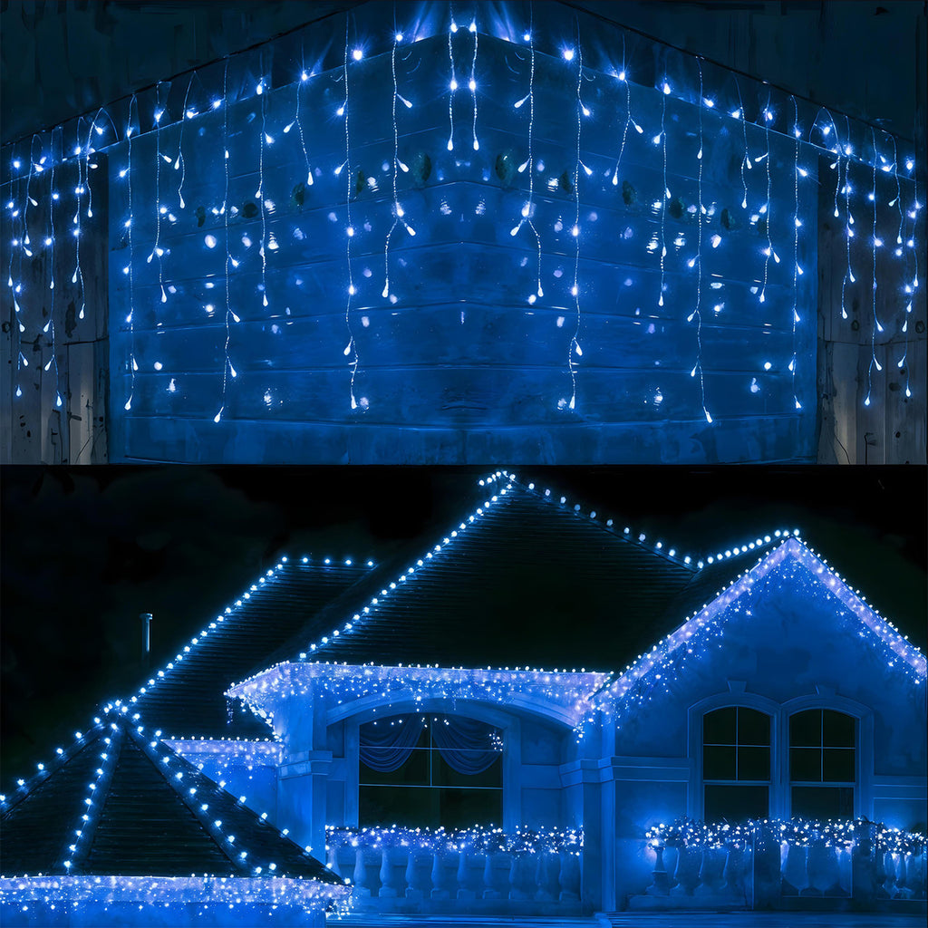 Waterfall Icicle Christmas Lights - Blue