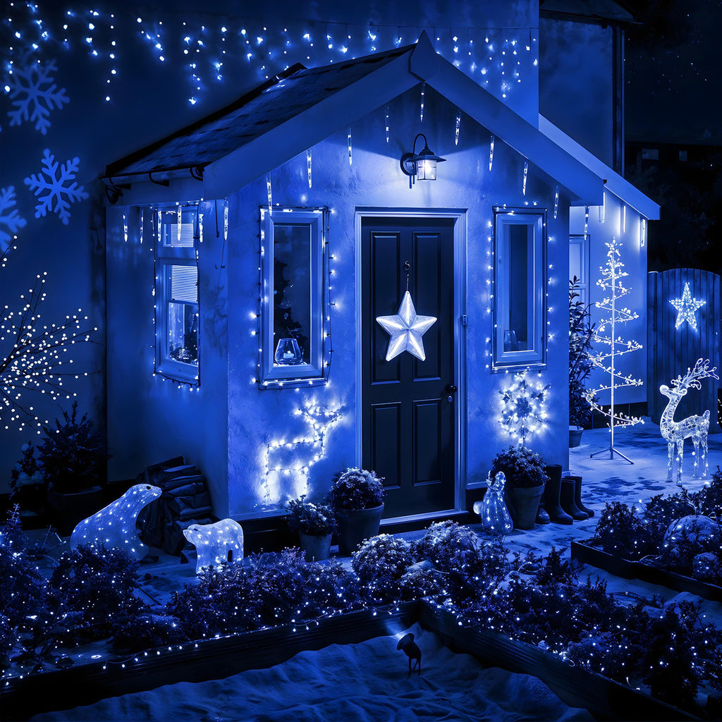 Waterfall Icicle Christmas Lights - Blue