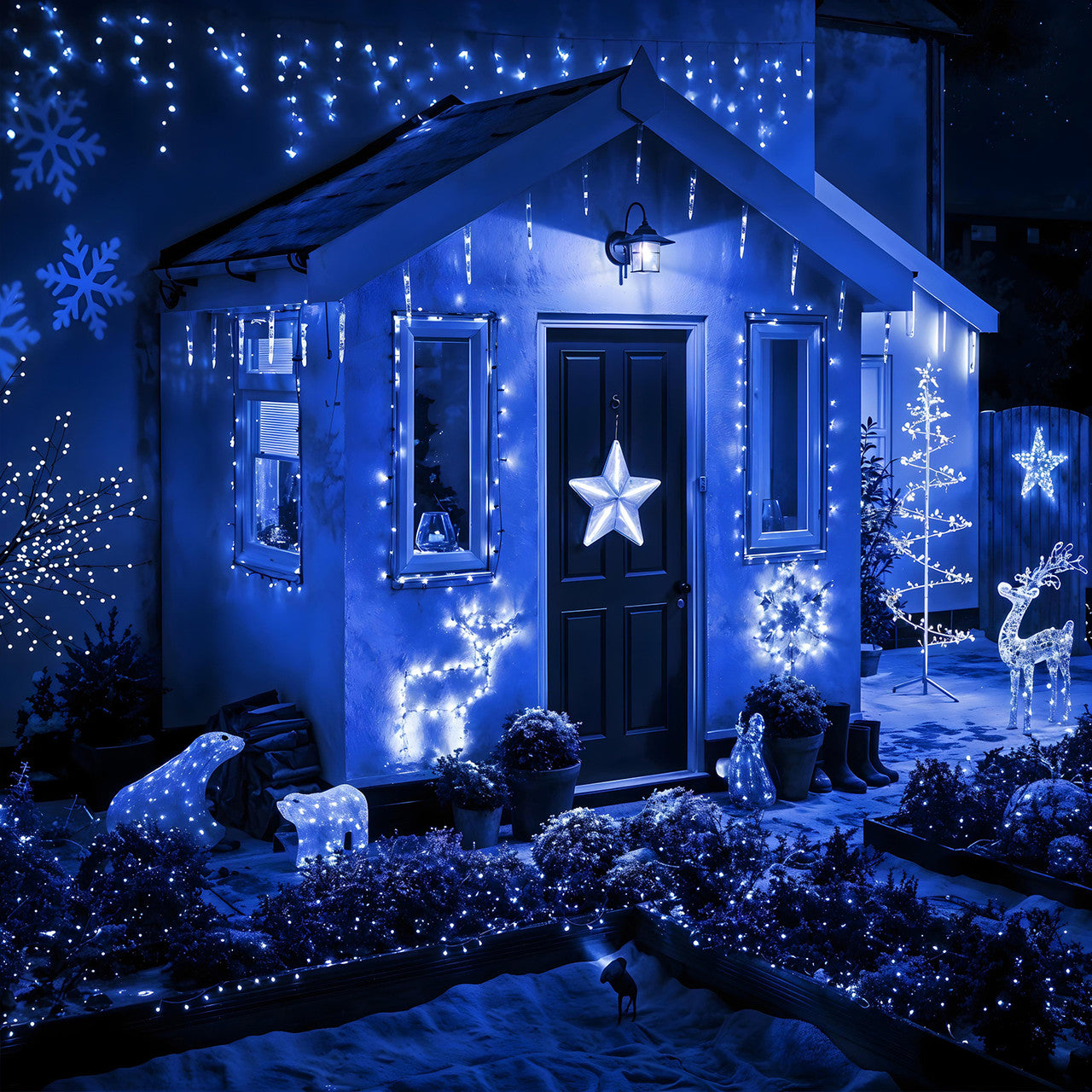 Waterfall Icicle Christmas Lights - Blue