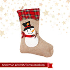 Hessian Burlap Christmas Stocking - Snowman
