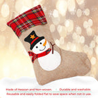 Hessian Burlap Christmas Stocking - Snowman