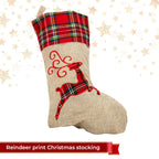 Hessian Burlap Christmas Stocking - Reindeer