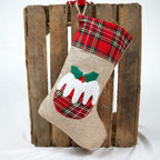 Hessian Burlap Christmas Stocking - Pudding