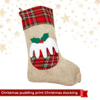 Hessian Burlap Christmas Stocking - Pudding