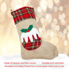 Hessian Burlap Christmas Stocking - Pudding