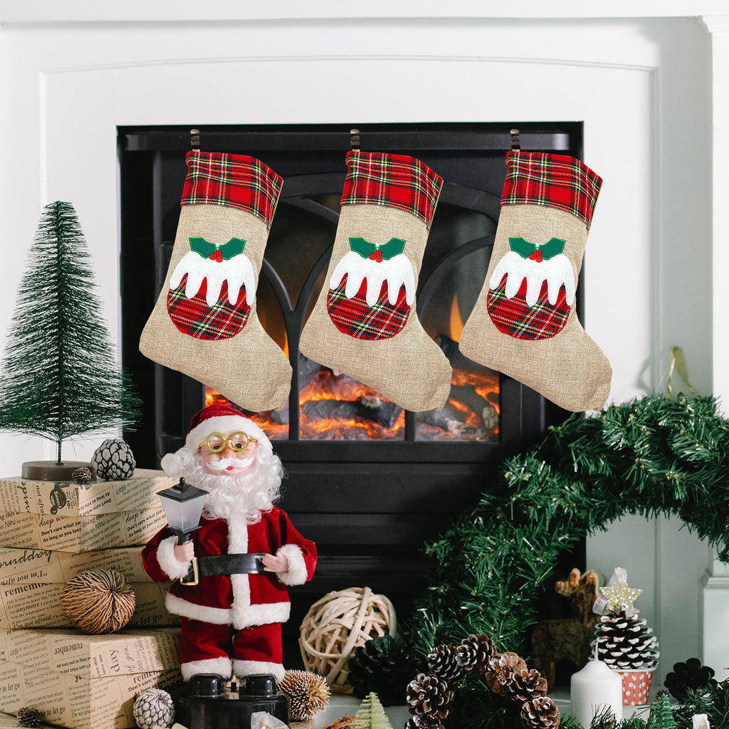 Hessian Burlap Christmas Stocking - Pudding