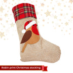 Hessian Burlap Christmas Stocking - Robin Redbreast