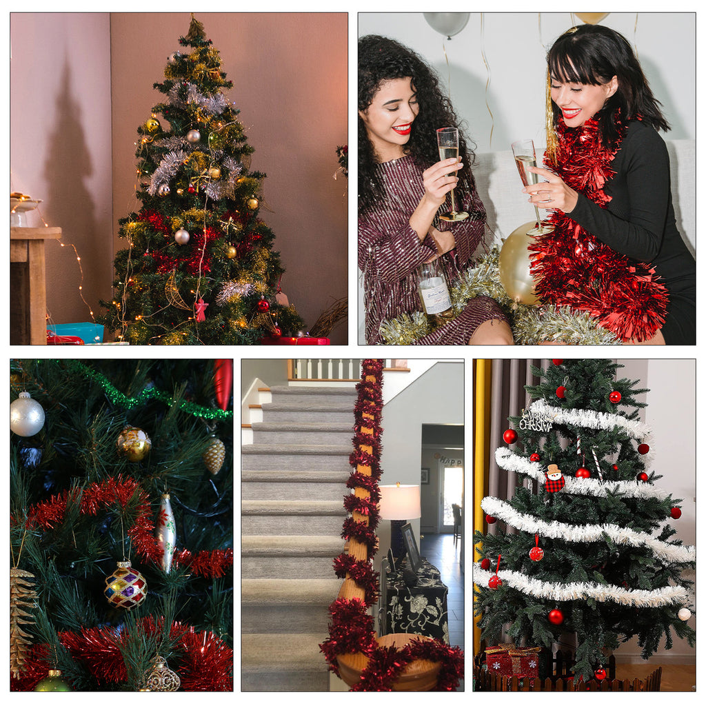 Christmas Tinsel Garland - Red