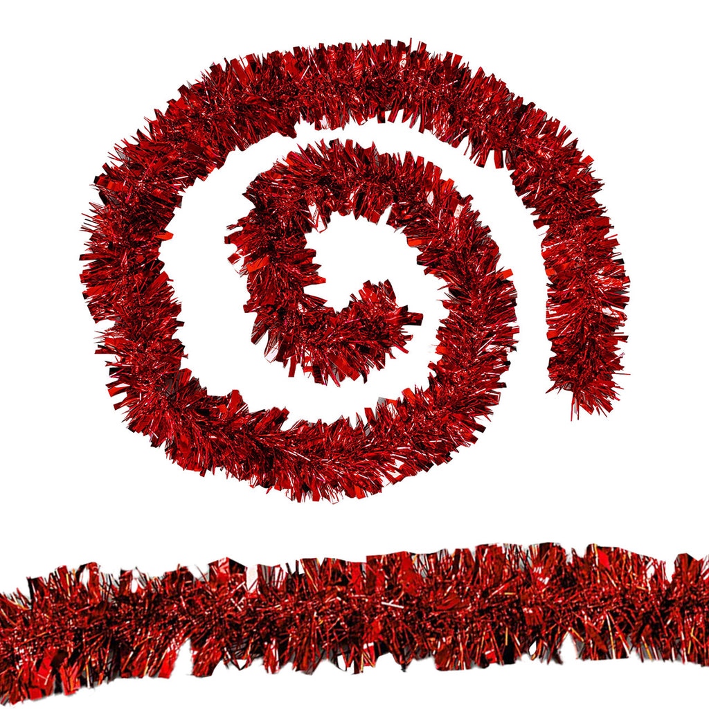 Christmas Tinsel Garland - Red