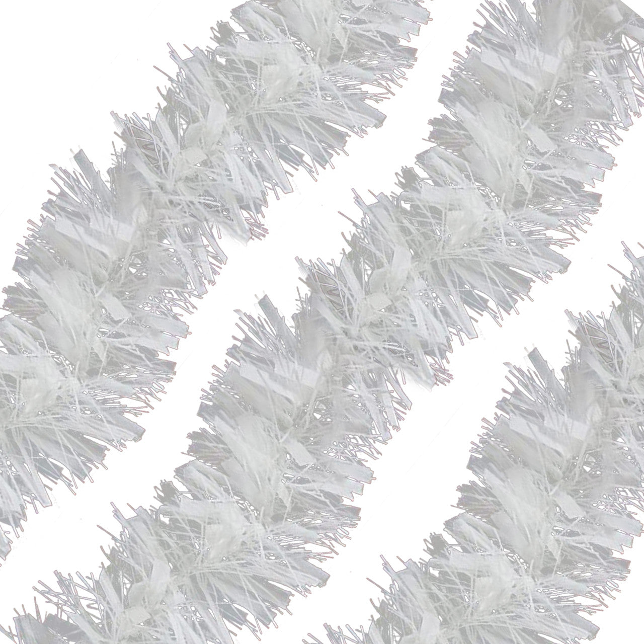Christmas Tinsel Garland - White