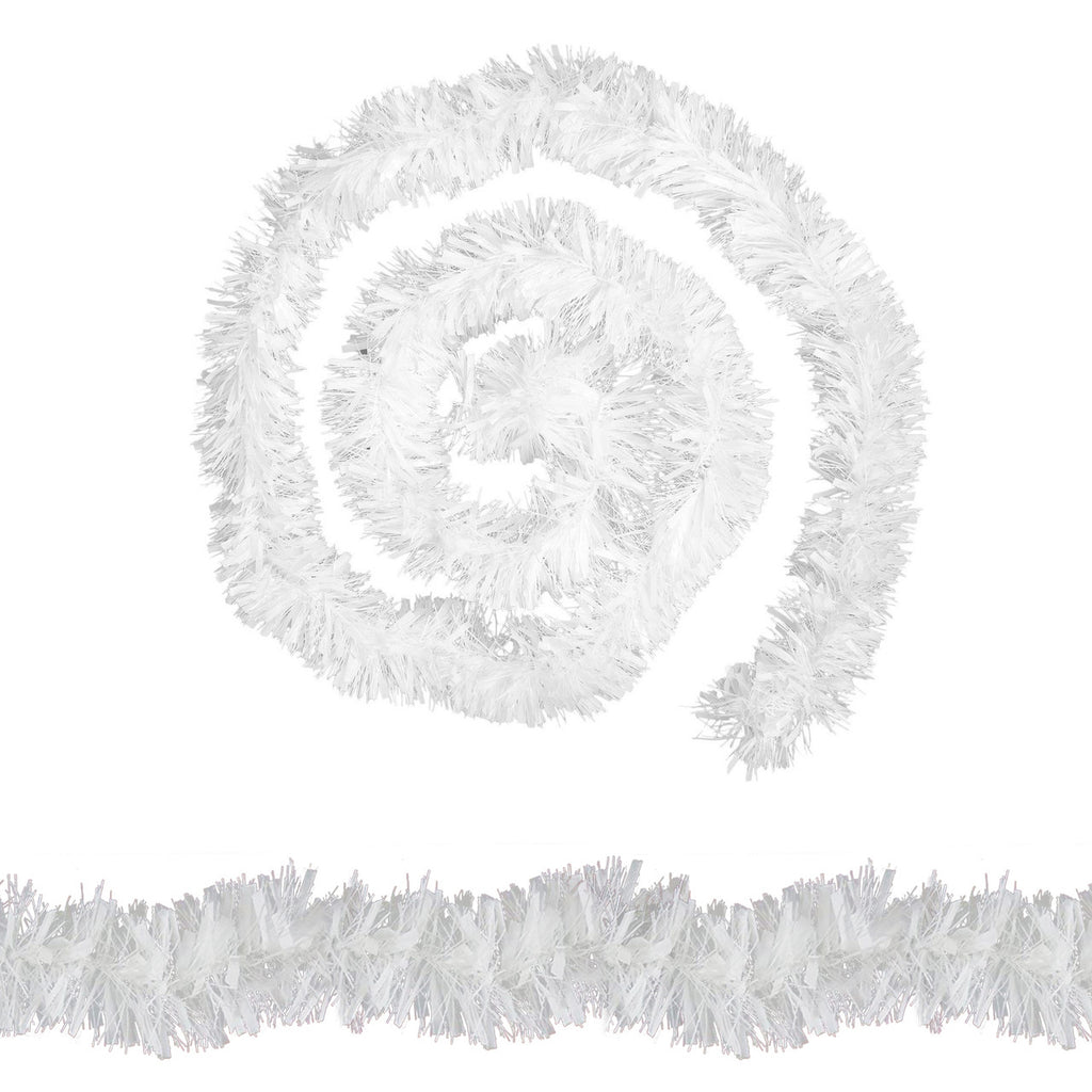 Christmas Tinsel Garland - White