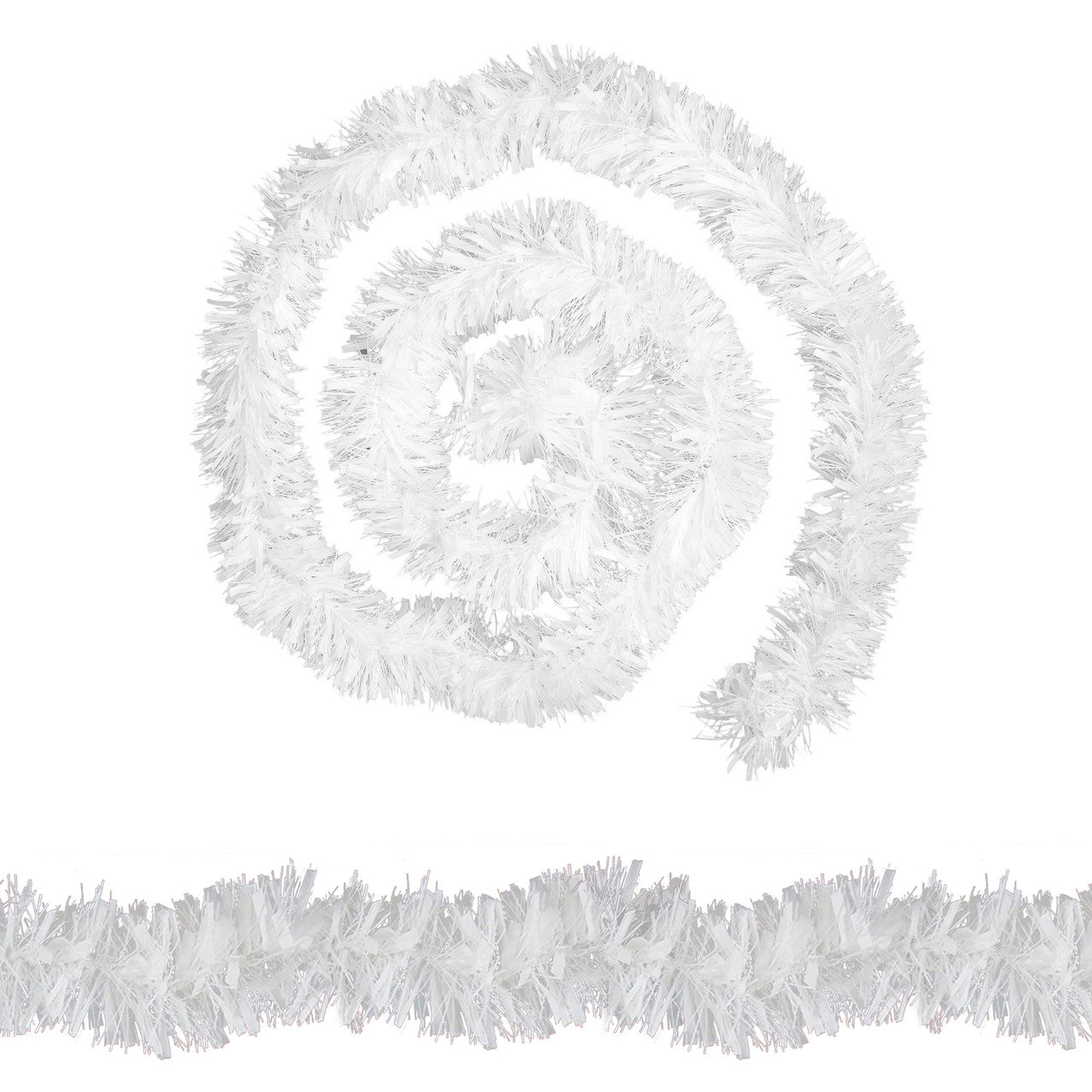 Christmas Tinsel Garland - White