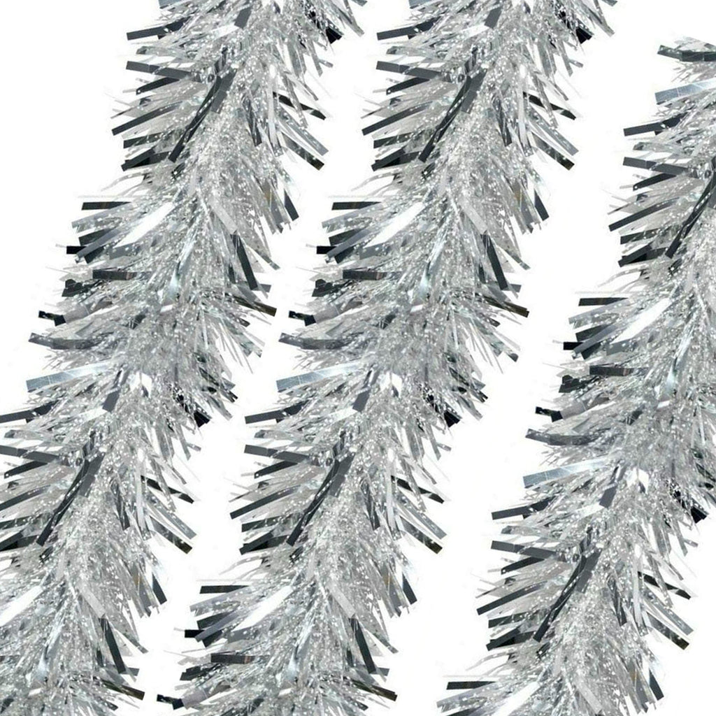 Christmas Tinsel Garland - Silver White