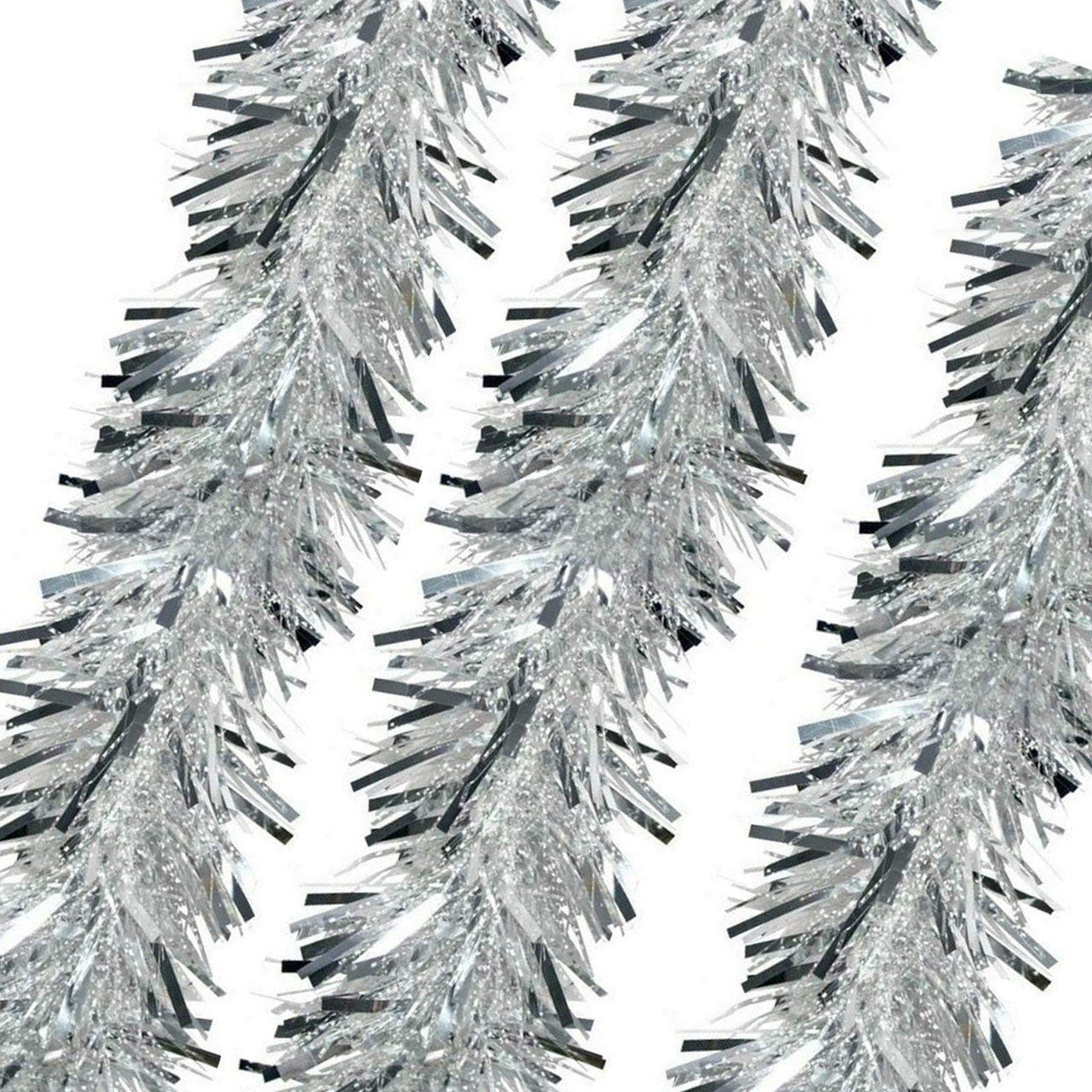 Christmas Tinsel Garland - Silver White