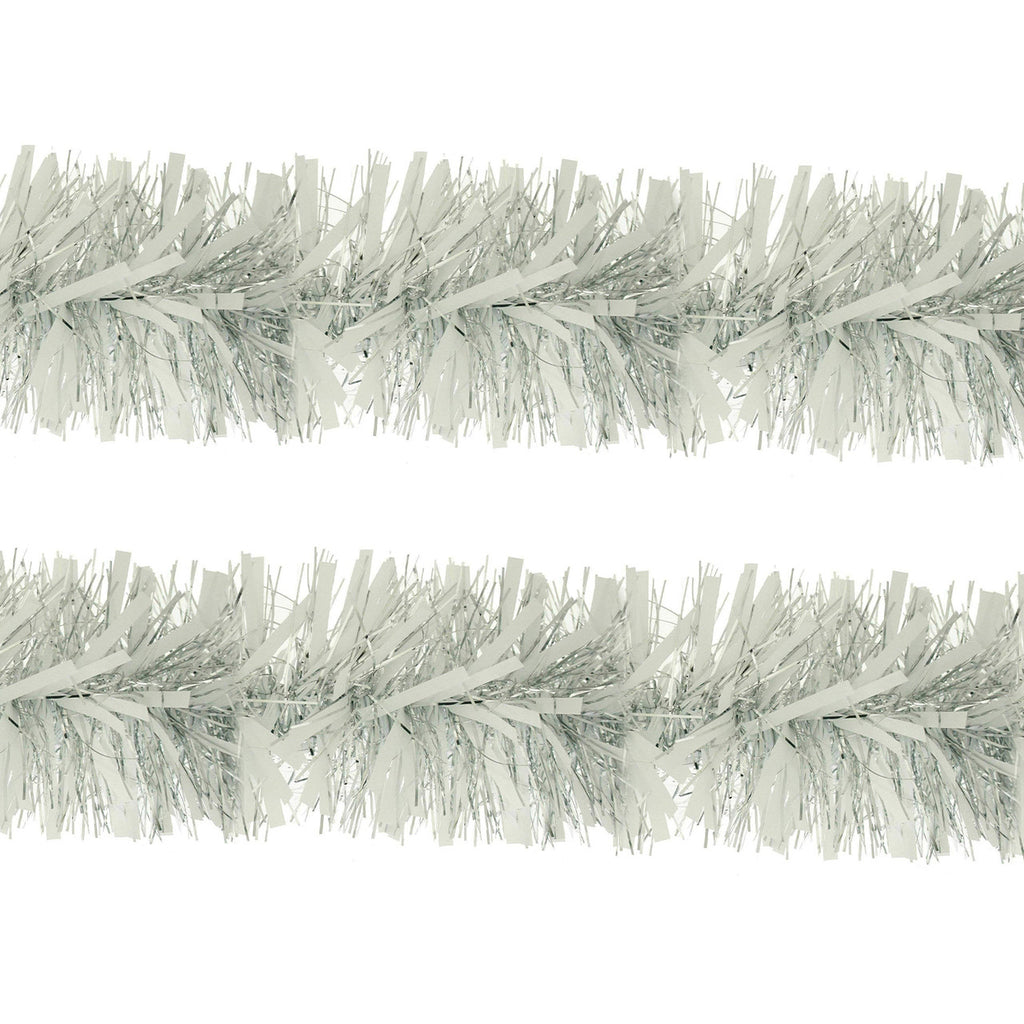 Christmas Tinsel Garland - Silver White