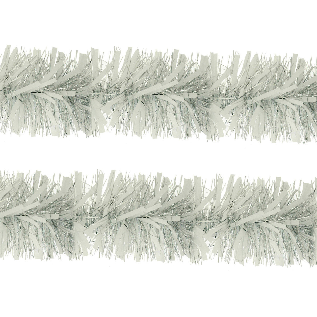 Christmas Tinsel Garland - Silver White