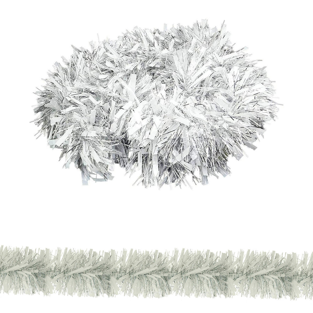 Christmas Tinsel Garland - Silver White
