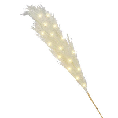 110cm Pre-Lit Pampas Grass Stem - Cream