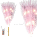 Pampas Grass Stem with 50 Warm White LED's - Pink