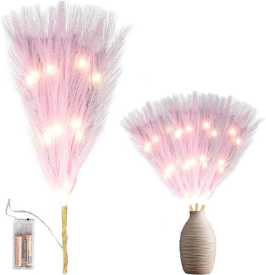 Pampas Grass Stem with 50 Warm White LED's - Pink