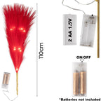 Pampas Grass Stem with 50 Warm White LED's - Red