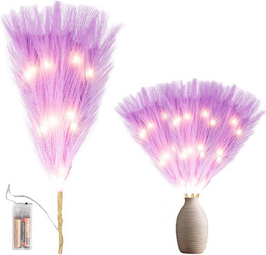 Pampas Grass Stem with 50 Warm White LED's - Purple