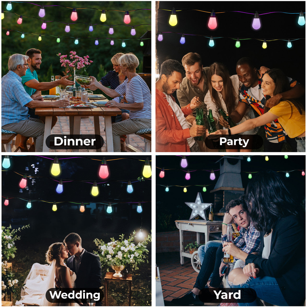 20 Multicolour LED Outdoor Lights - Plum