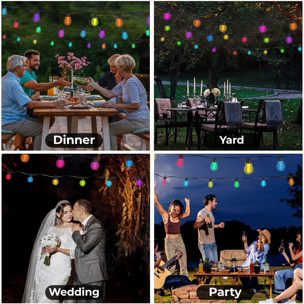 20 Multicolour LED Outdoor Lights - Clear Cover