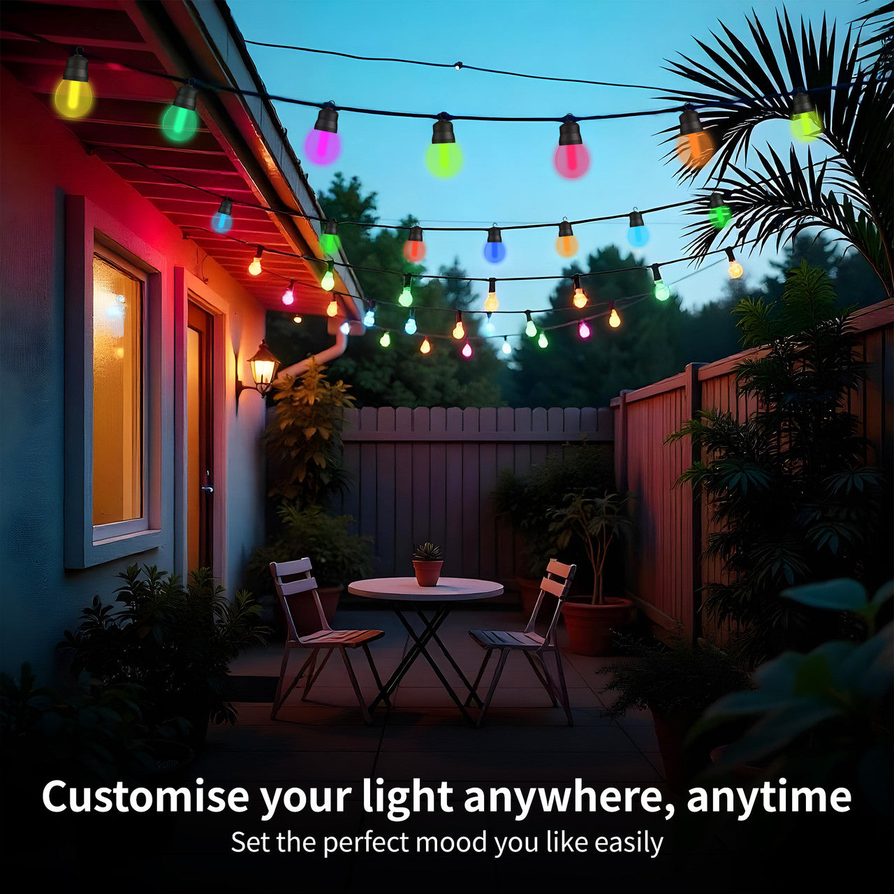 20 Multicolour LED Outdoor Lights - Clear Cover