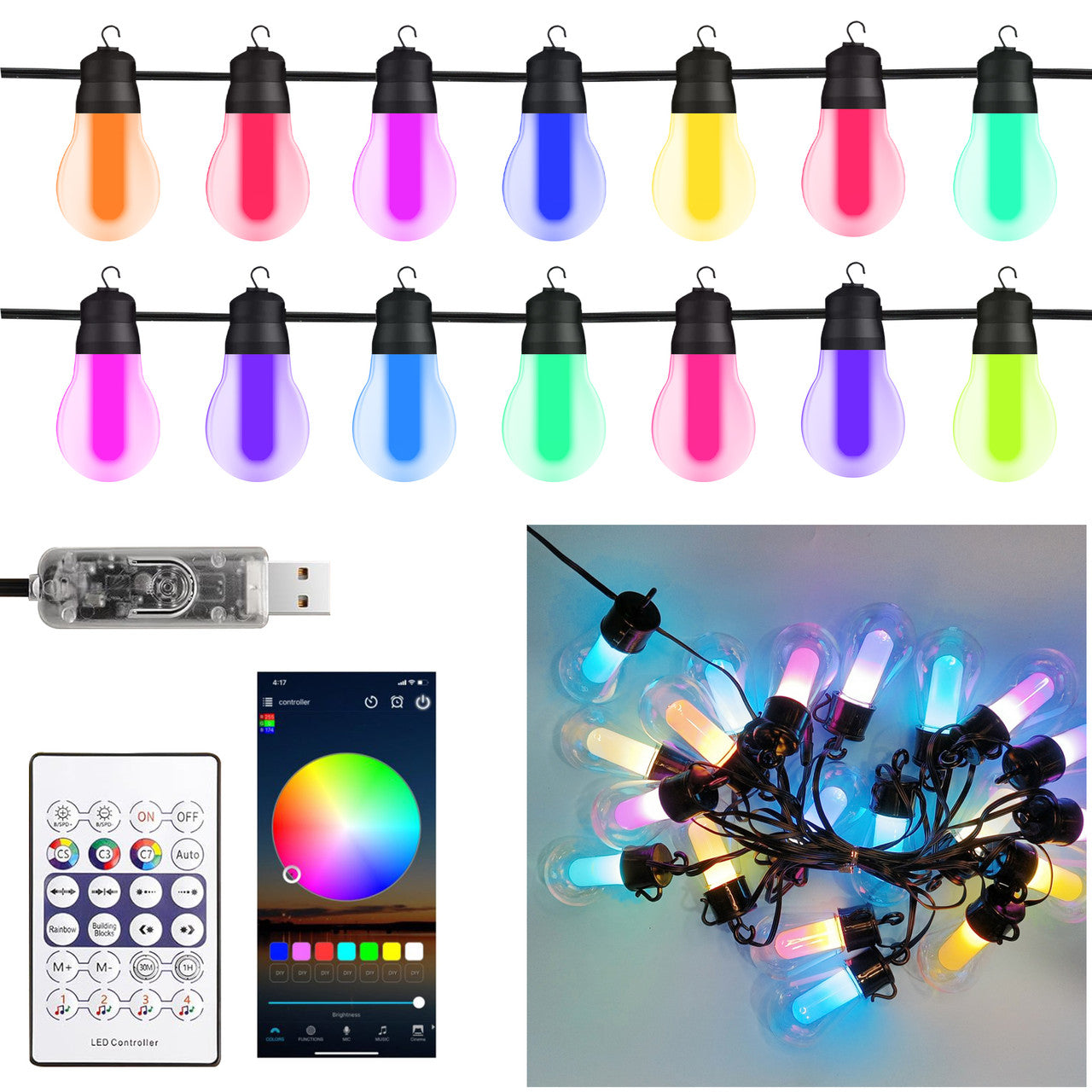 20 Multicolour LED Outdoor Lights - Lollipop