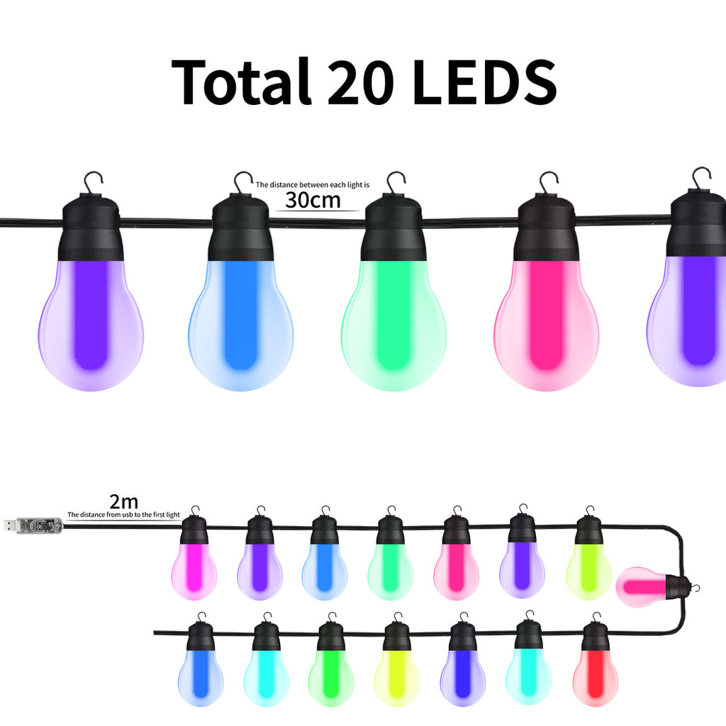 20 Multicolour LED Outdoor Lights - Clear Cover