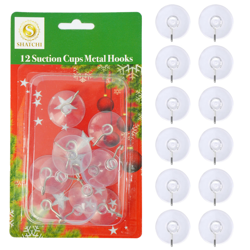 12pcs Suction Cup Metal Hooks - Large