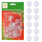 12pcs Suction Cup Metal Hooks - Large