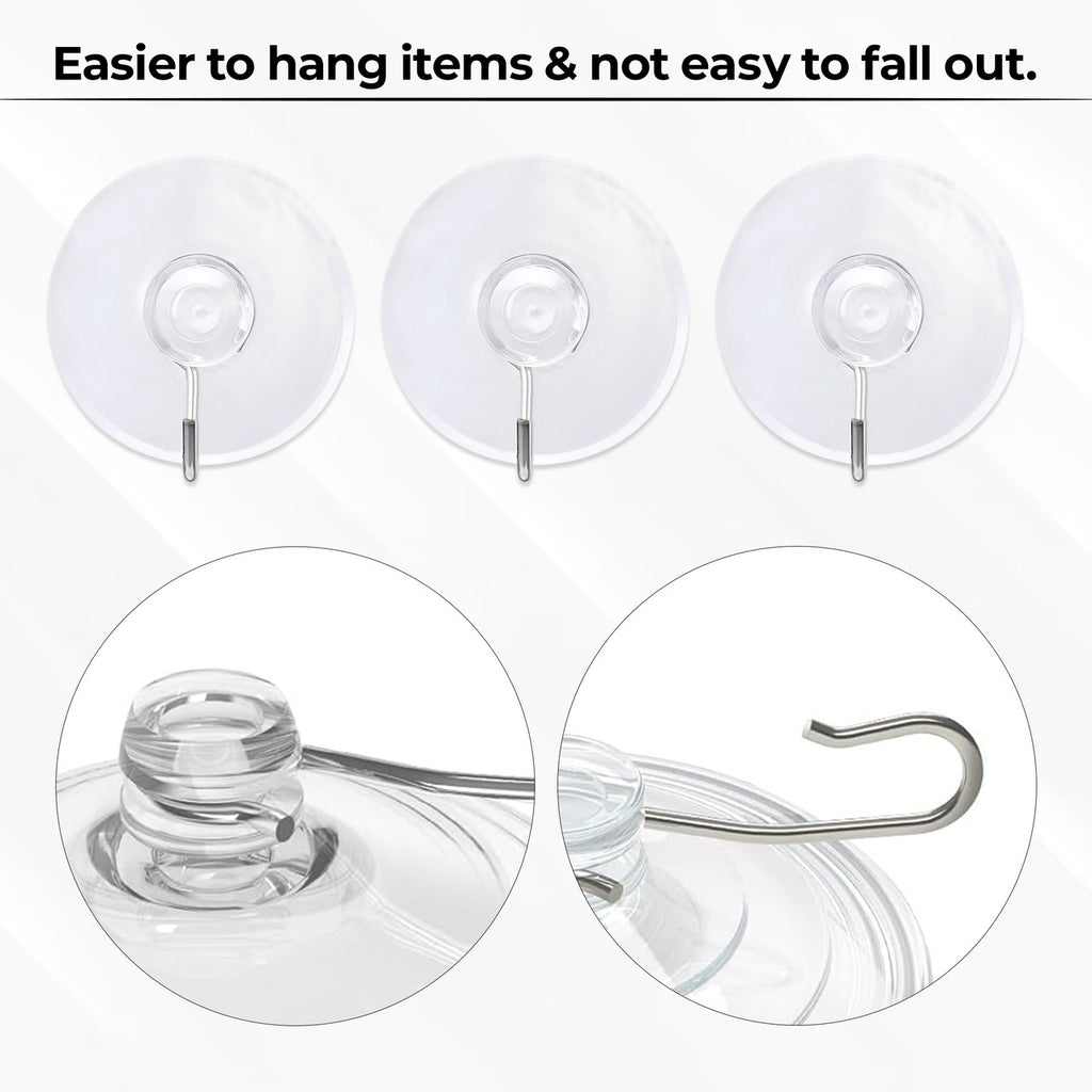 12pcs Suction Cup Metal Hooks - Large