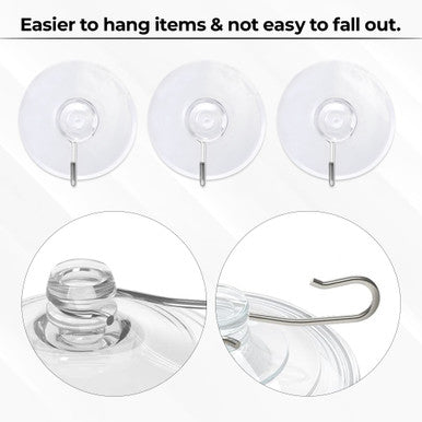 12pcs Suction Cup Metal Hooks - Small