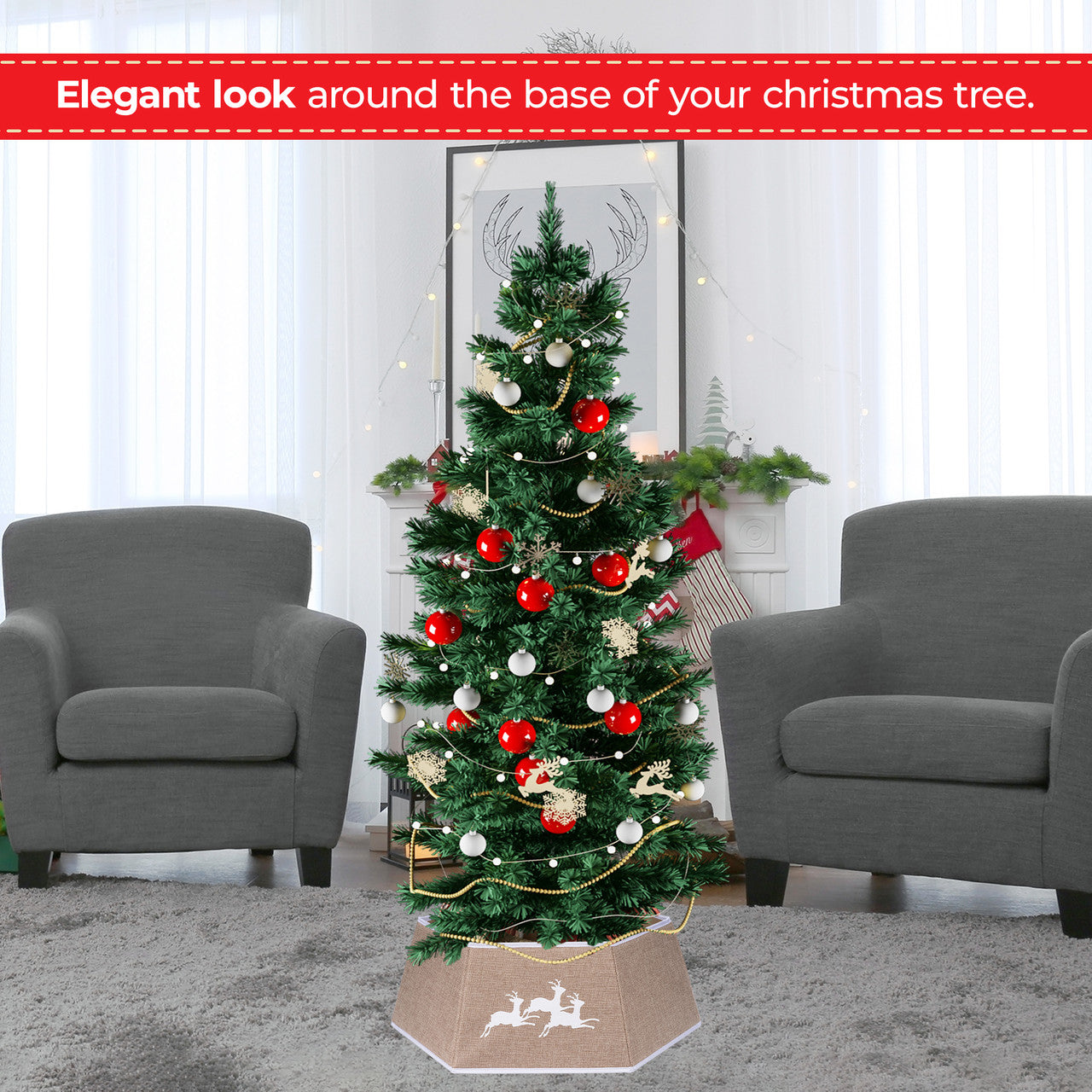 Christmas Tree Skirt Base Cover - Gold