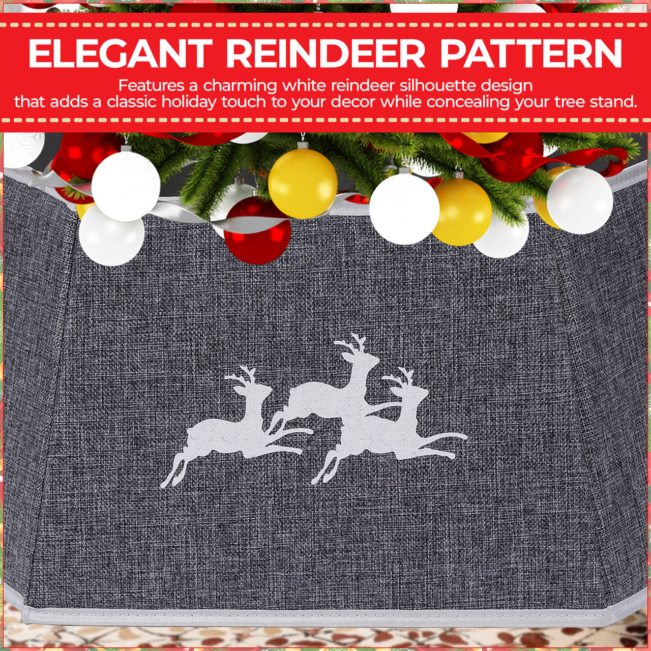 Christmas Tree Skirt Base Cover - Silver