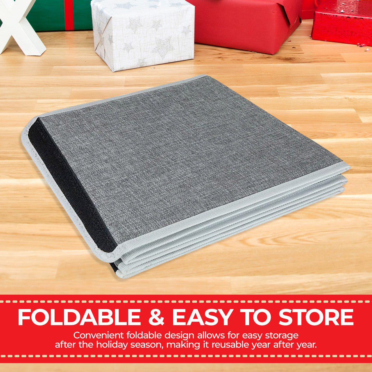 Christmas Tree Skirt Base Cover - Silver