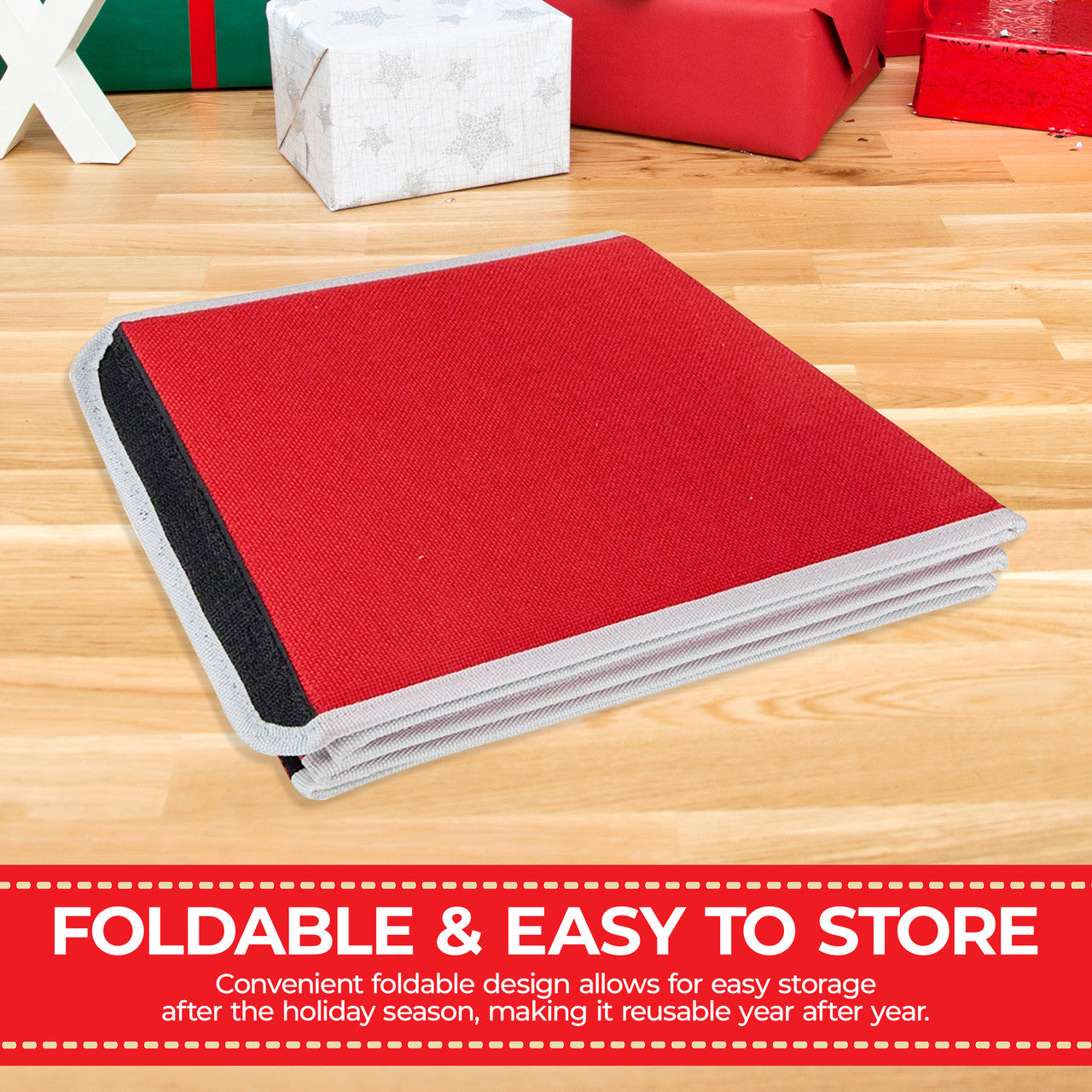 Christmas Tree Skirt Base Cover - Red