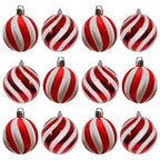 Christmas Tree Decoration Ball - Candy Stripe - 12pcs