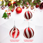Christmas Tree Decoration Ball - Candy Stripe - 12pcs