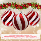 Christmas Tree Decoration Ball - Candy Stripe - 12pcs