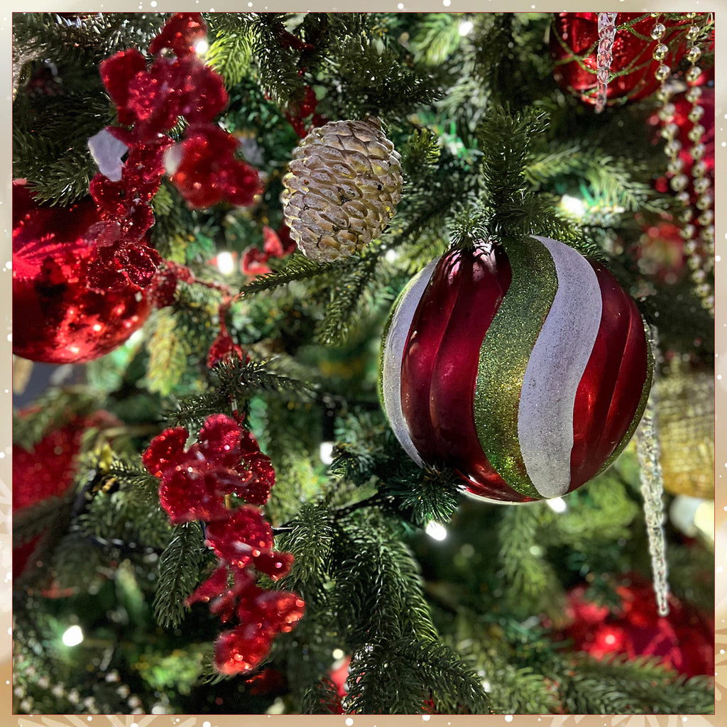 Christmas Tree Decoration Ball - Candy Stripe - 12pcs