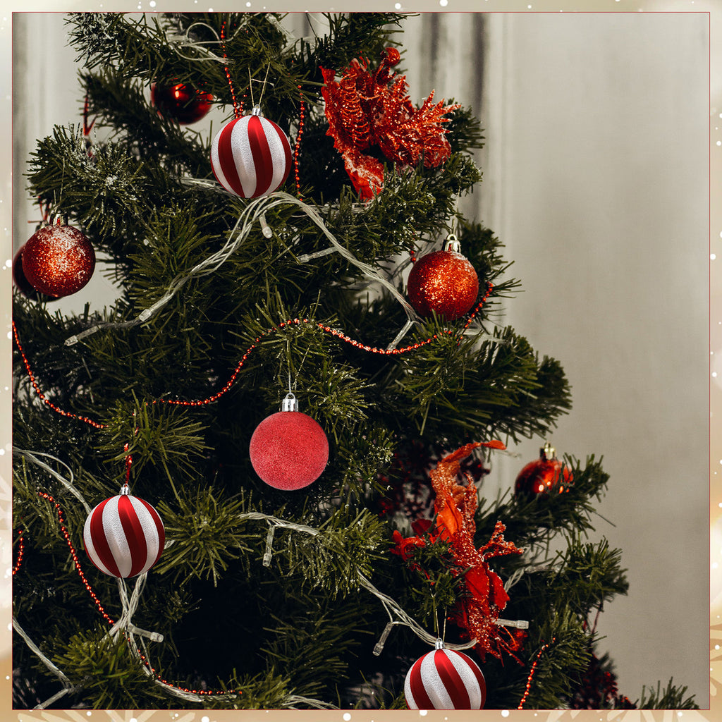 Christmas Tree Decoration Ball - Candy Stripe - 12pcs