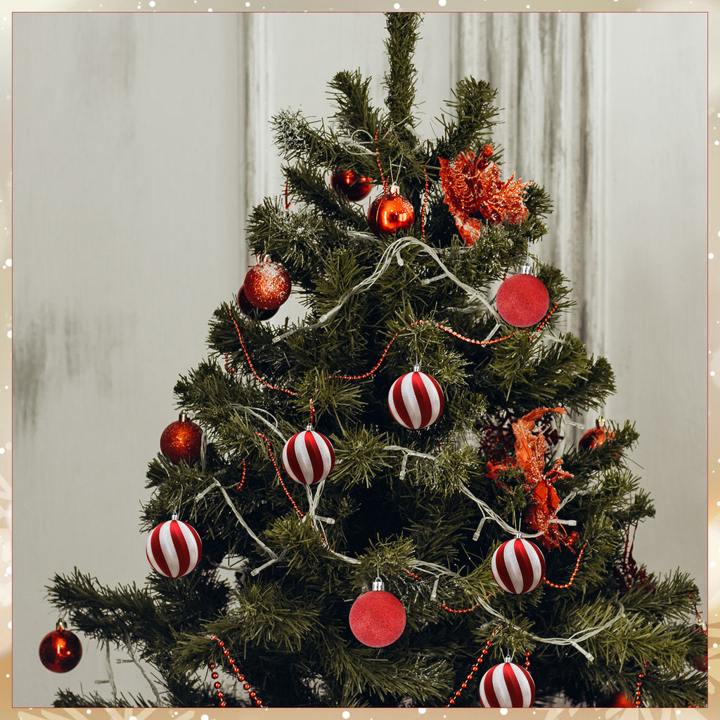 Christmas Tree Decoration Ball - Candy Stripe - 12pcs